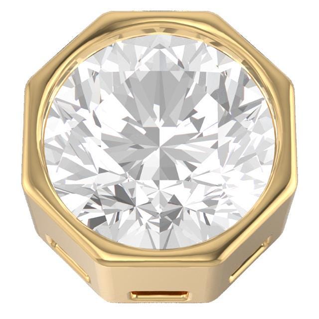 14K Solid Gold Octagon Lab Grown Diamond Pendant