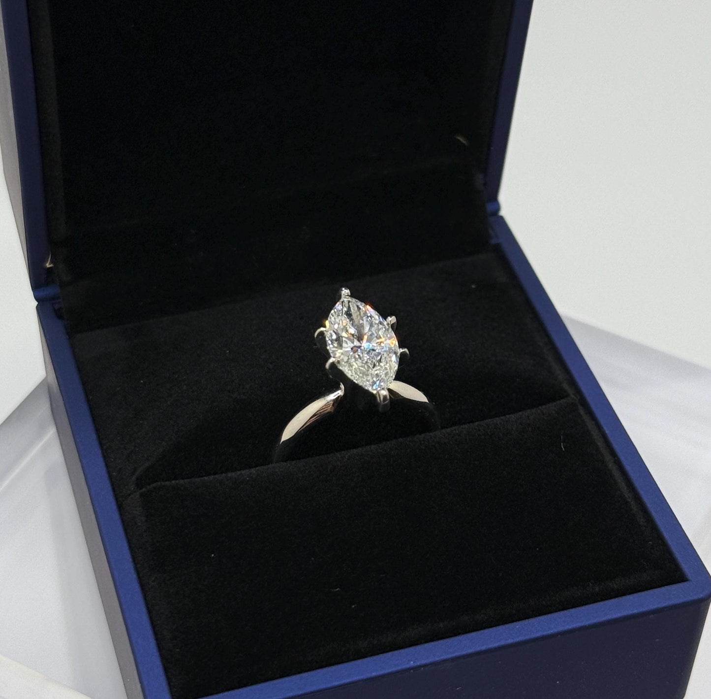 Marquise Engagement Ring, 2 CT Lab Grown Diamond Ring, 14K Gold Solitaire Ring, Certified Real Lab Created