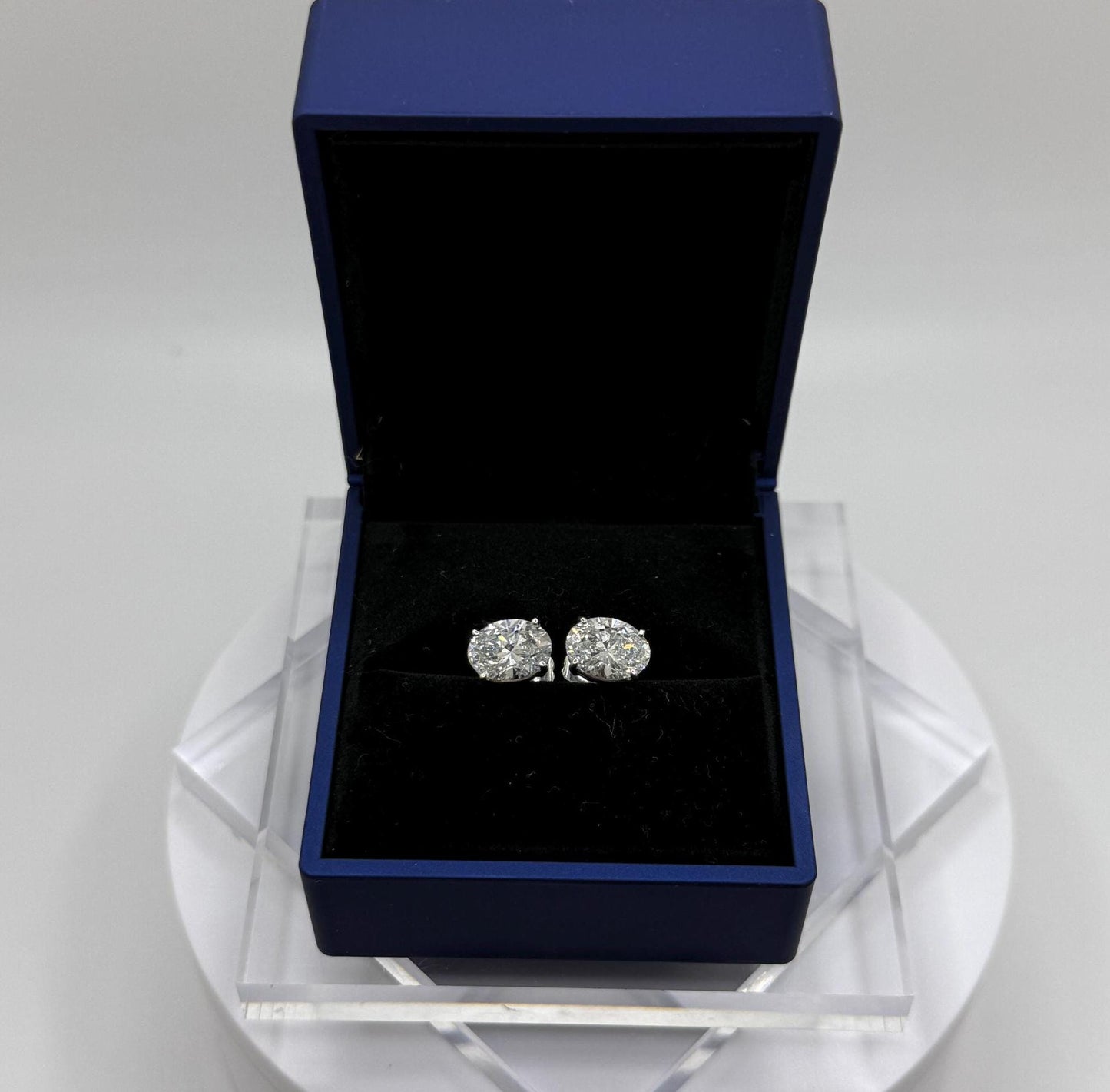 Oval Lab Grown Diamond Earrings | 6 CTW Certified | 3 Carat Each Stud | 14K Gold Earring Studs | Gift for Her Wedding/Birthday/Anniversary