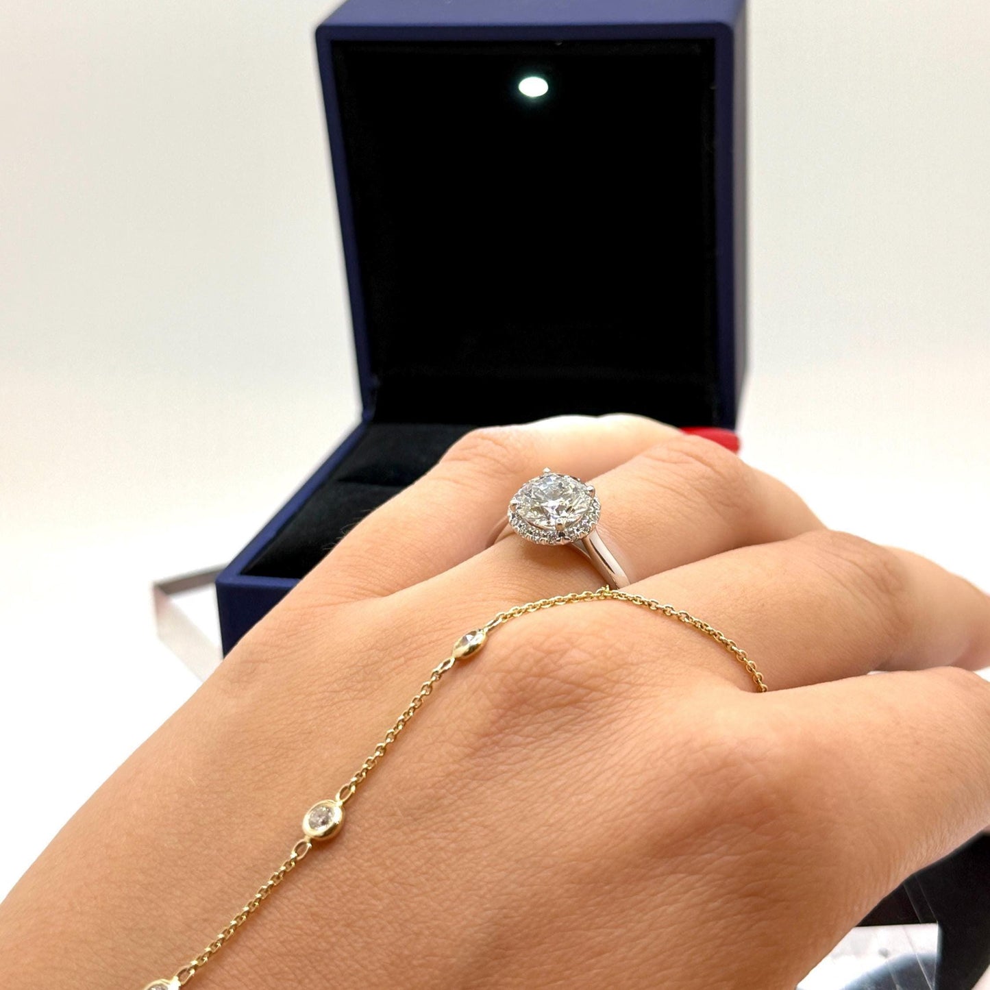 Halo Lab Grown Diamond Engagement Ring | 1 Carat Round Certified | 14K Gold Solitaire | Gift for Her Proposal/Wedding/Birthday/Anniversary