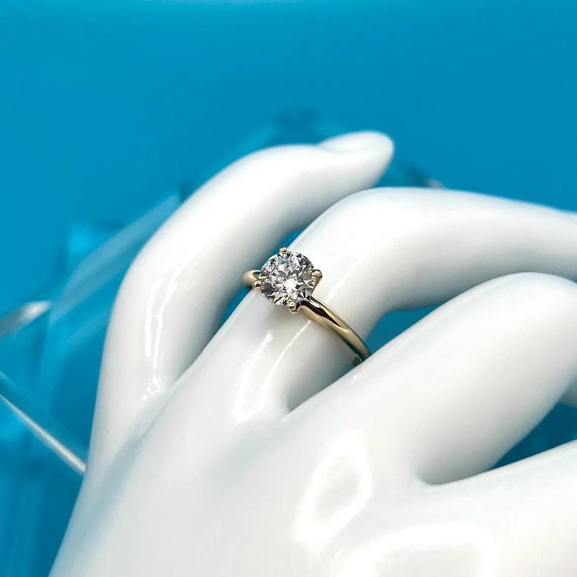 Lab Grown Diamond Engagement Ring | 1 CT Round Certified | 14K Gold Solitaire | Gift for Her Proposal/Wedding/Birthday/Anniversary