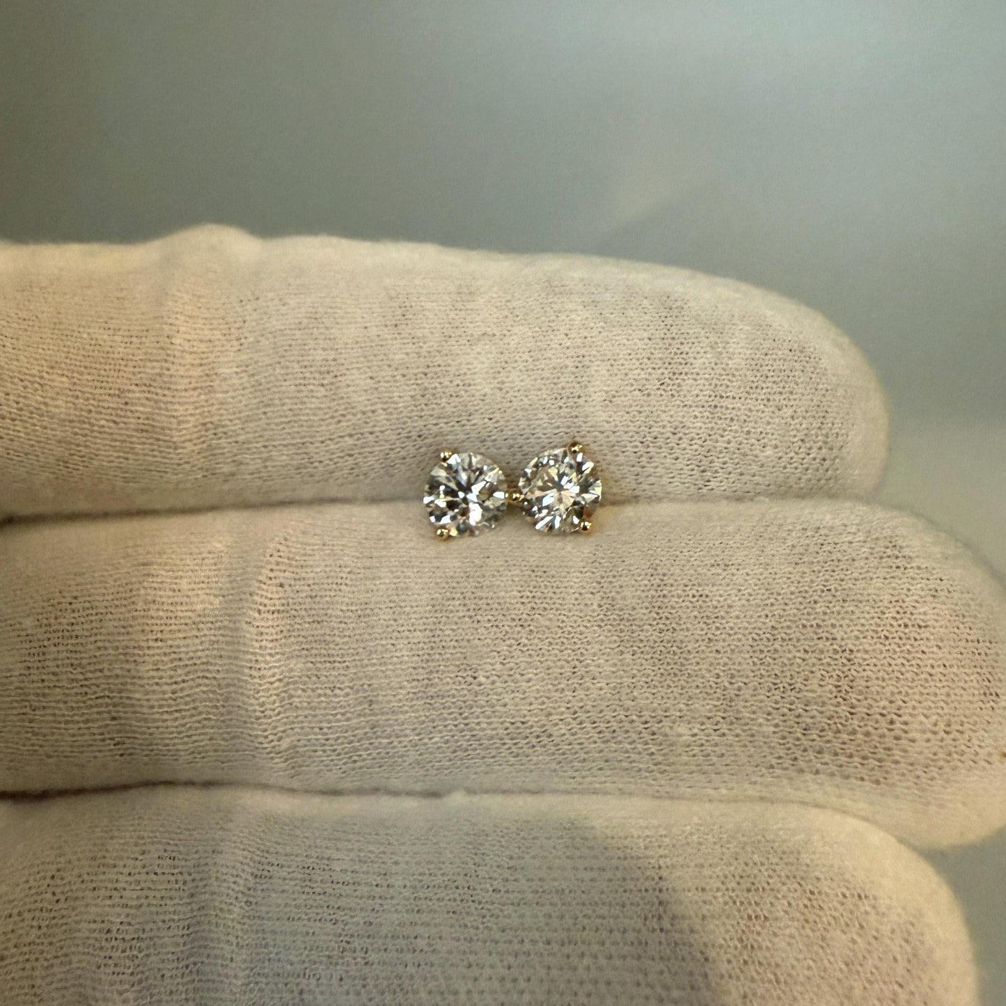 Lab Grown Diamond Earrings | 2 CTW Round Certified | 1 Carat Each Stud | 14K Gold Earring Studs | Gift for Her Wedding/Birthday/Anniversary
