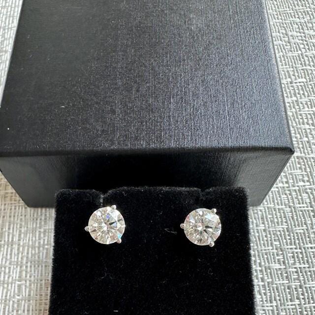 Lab Grown Diamond Earrings | 2.5 CTW Round Certified | 1.25 Carat Each Stud | 14K Gold Earring Studs | Gift for Wedding/Birthday/Anniversary