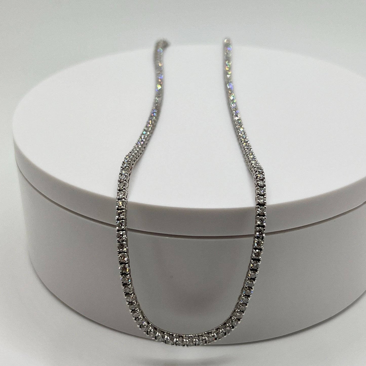 7 Ct Lab Grown Diamond Tennis Necklace: 14K White Gold Eternity Necklace
