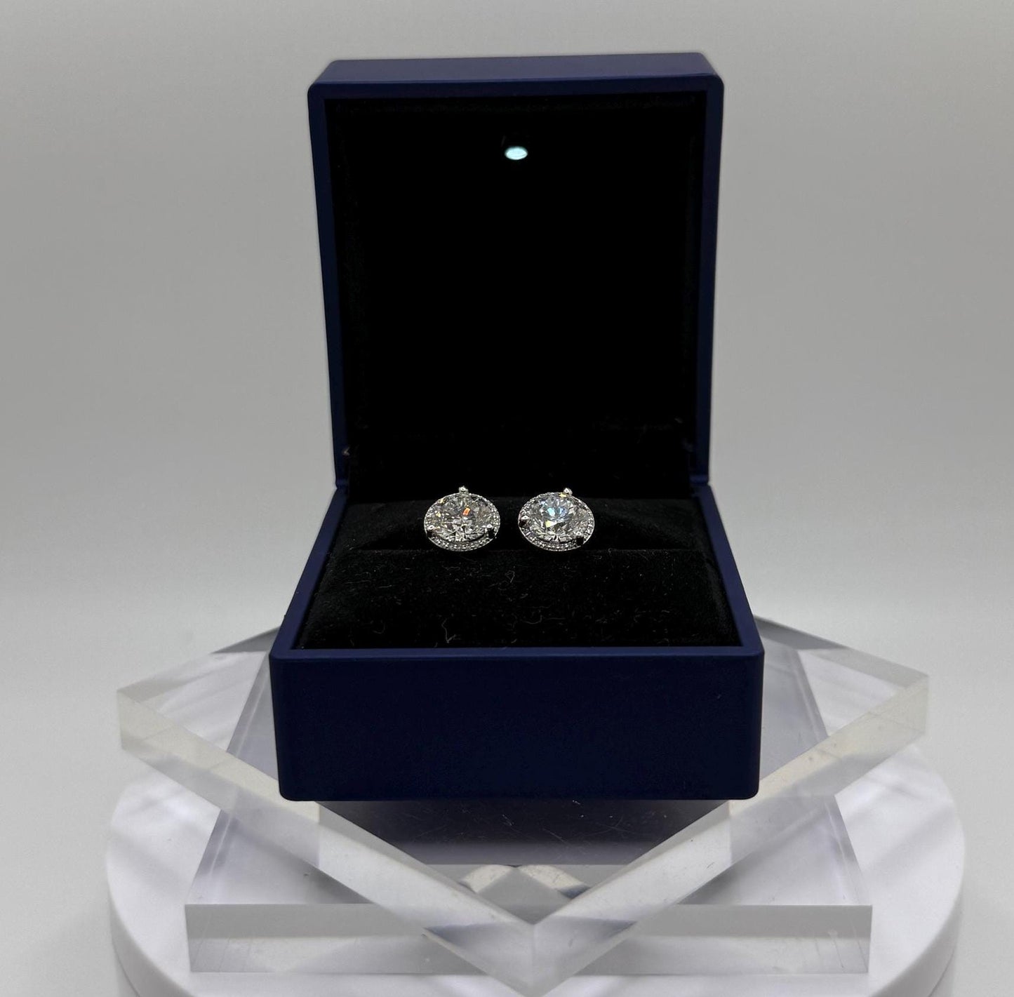 Diamond Halo Earrings, 2 CTW Round Studs, 14K Gold Lab Grown Earring Studs, 14K Solid Gold, Certified Real Lab Created Earrings, 1 CT Each