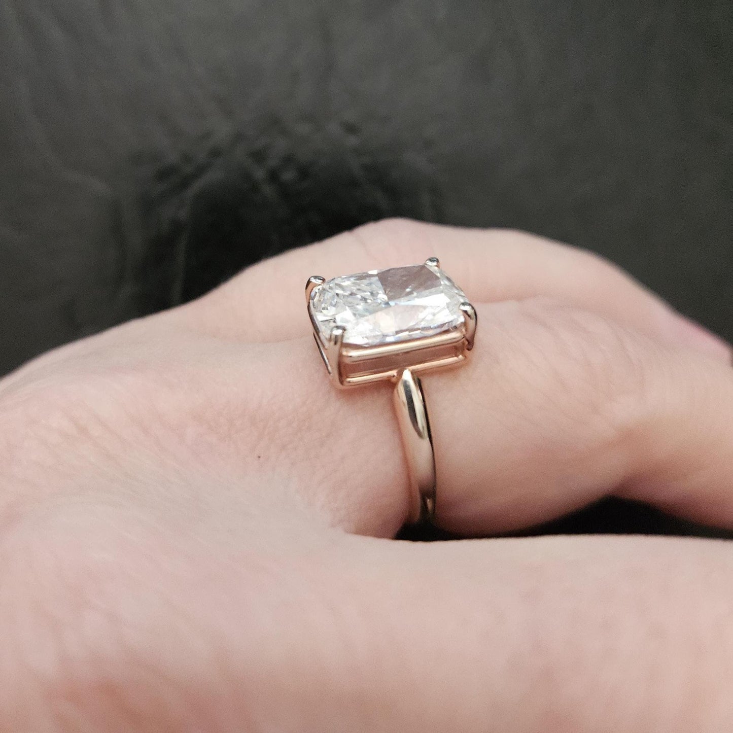 Lab Grown Diamond Engagement Ring | 5 CT Elongated Cushion Certified | 14K Gold Solitaire | Gift for Proposal/Wedding/Birthday/Anniversary