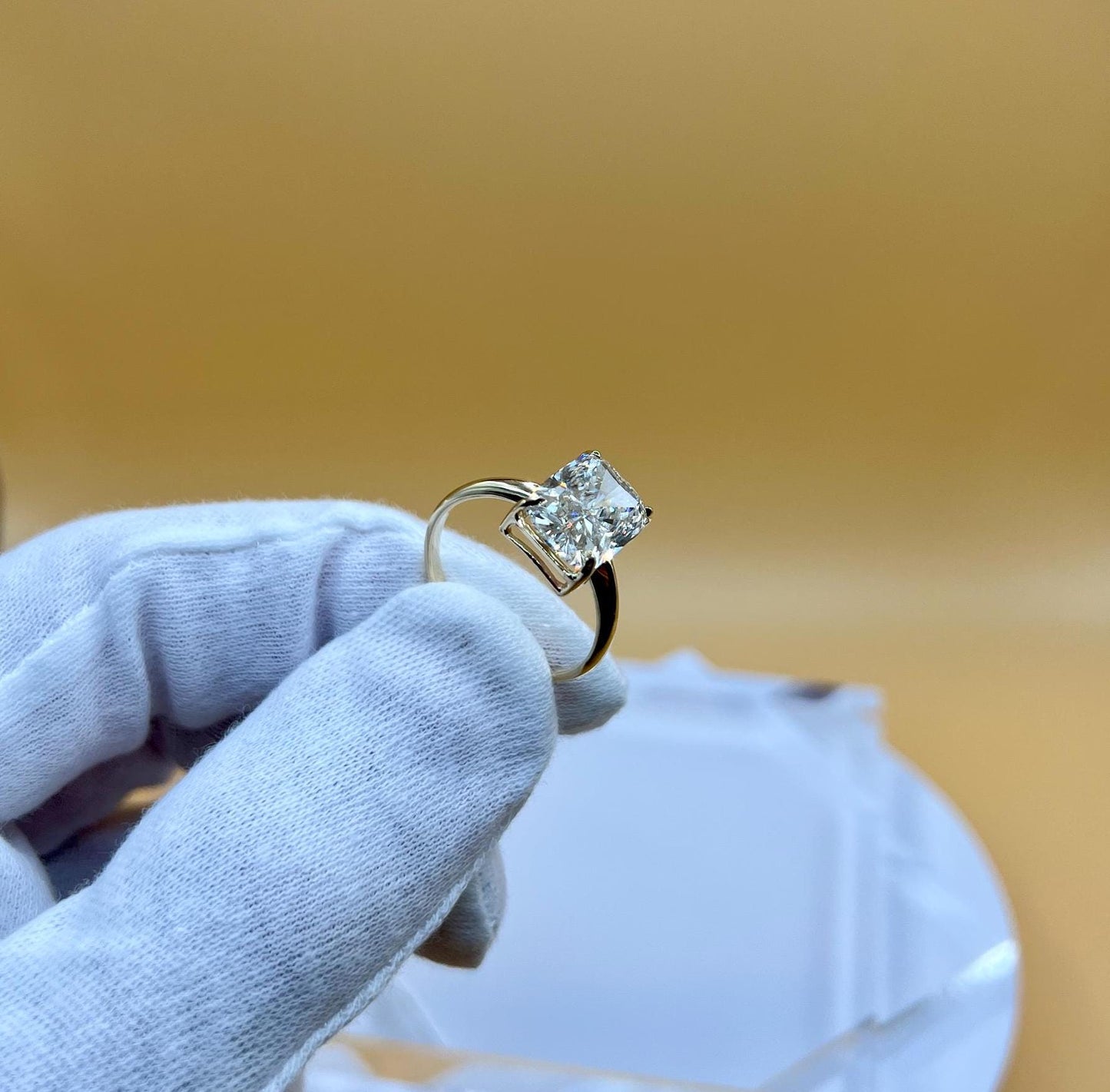 Engagement Ring, 6 CT Cushion Lab Grown Diamond Ring, 14K Gold Elongated Cushion Solitaire Ring, Certified Real Lab Created