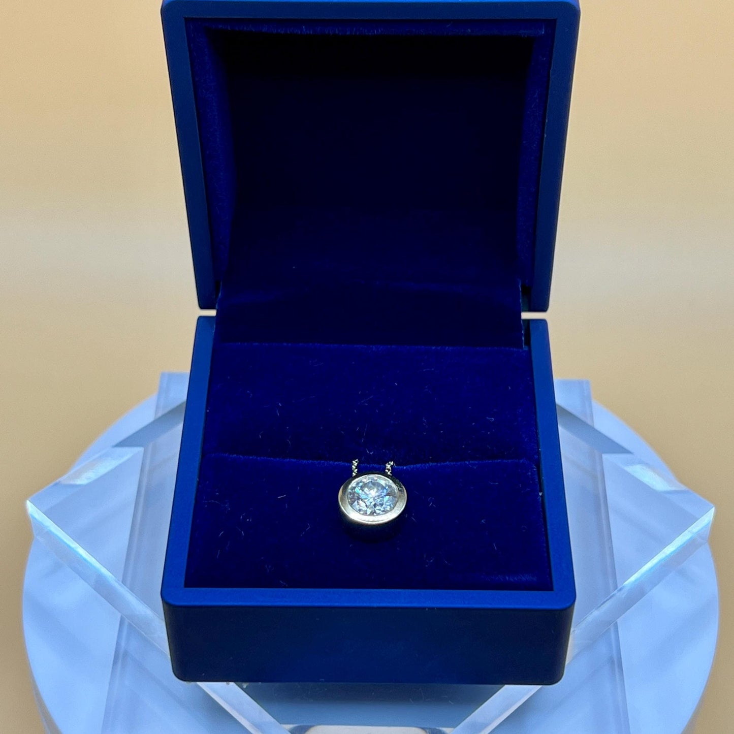 Diamond Necklace, 3 CT Bezel Lab Grown Diamond Necklace, 14K Gold Solitaire Necklace, Certified Real Lab Created