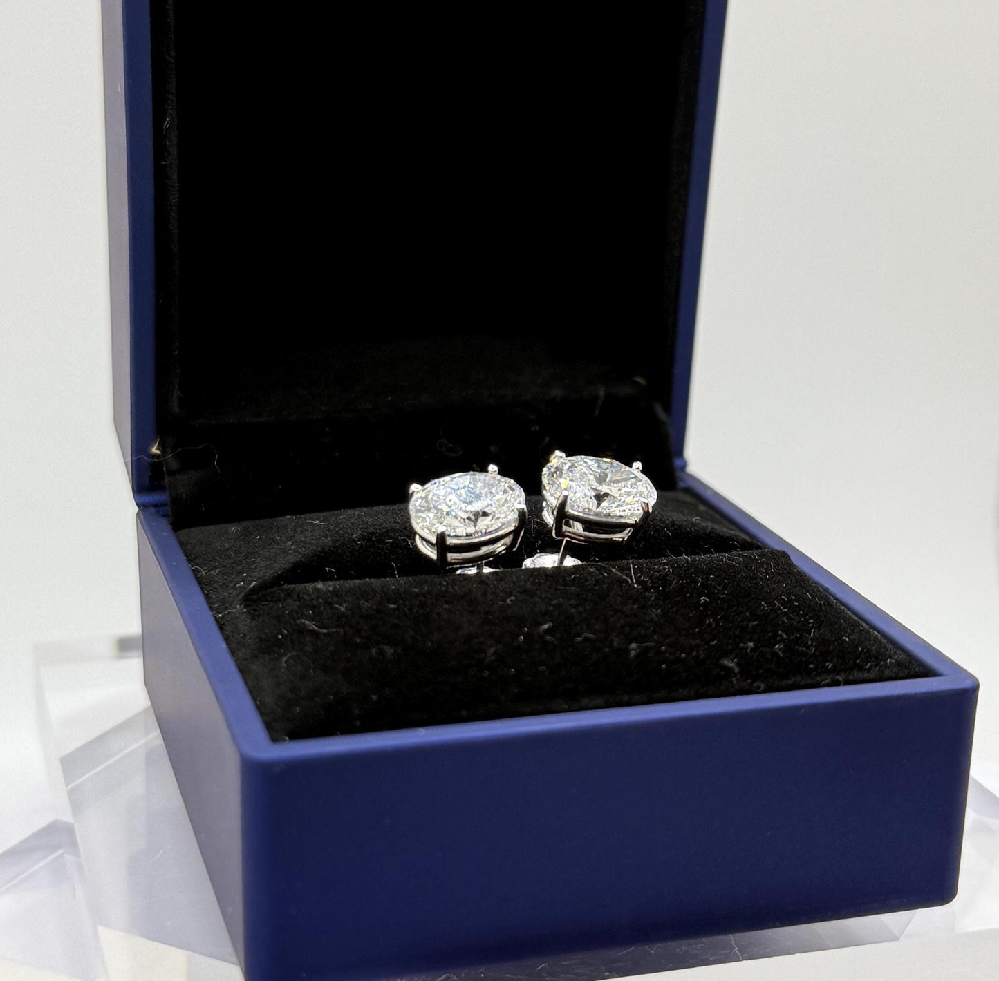 Oval Lab Grown Diamond Earrings | 4 CTW Certified | 2 Carat Each Stud | 14K Gold Earring Studs | Gift for Her Wedding/Birthday/Anniversary