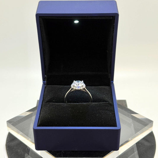 Halo Lab Grown Diamond Engagement Ring | 2 Carat Round Certified | 14K Gold Solitaire | Gift for Her Proposal/Wedding/Birthday/Anniversary