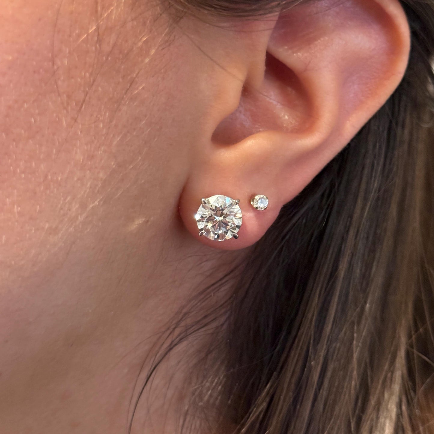 Lab Grown Diamond Earrings | 4 CTW Round Certified | 2 Carat Each Stud | 14K Gold Earring Studs | Gift for Her Wedding/Birthday/Anniversary