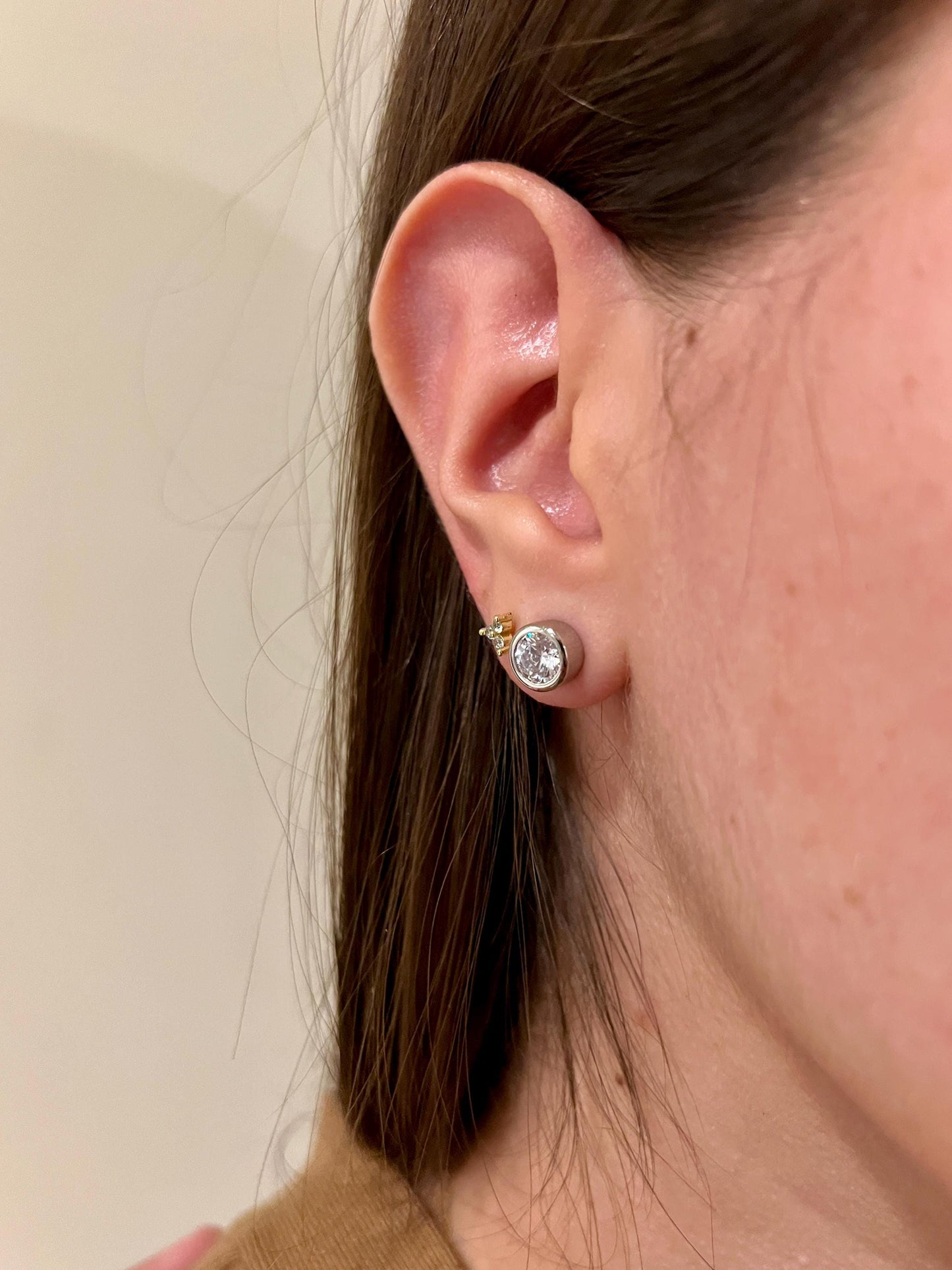 Bezel Lab Grown Diamond Earrings | 3 CTW Round Certified | 1.5 CT Each Stud | 14K Gold Earring Studs | Gift for Wedding/Birthday/Anniversary