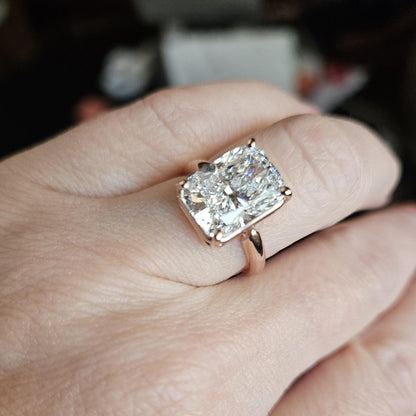 5 CT Elongated Cushion Certified Lab Grown Diamond Engagement Ring