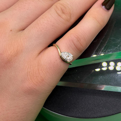 Pear Shaped Pinky Ring • Certified Lab Grown Diamond • 0.75 CT • 14K Gold