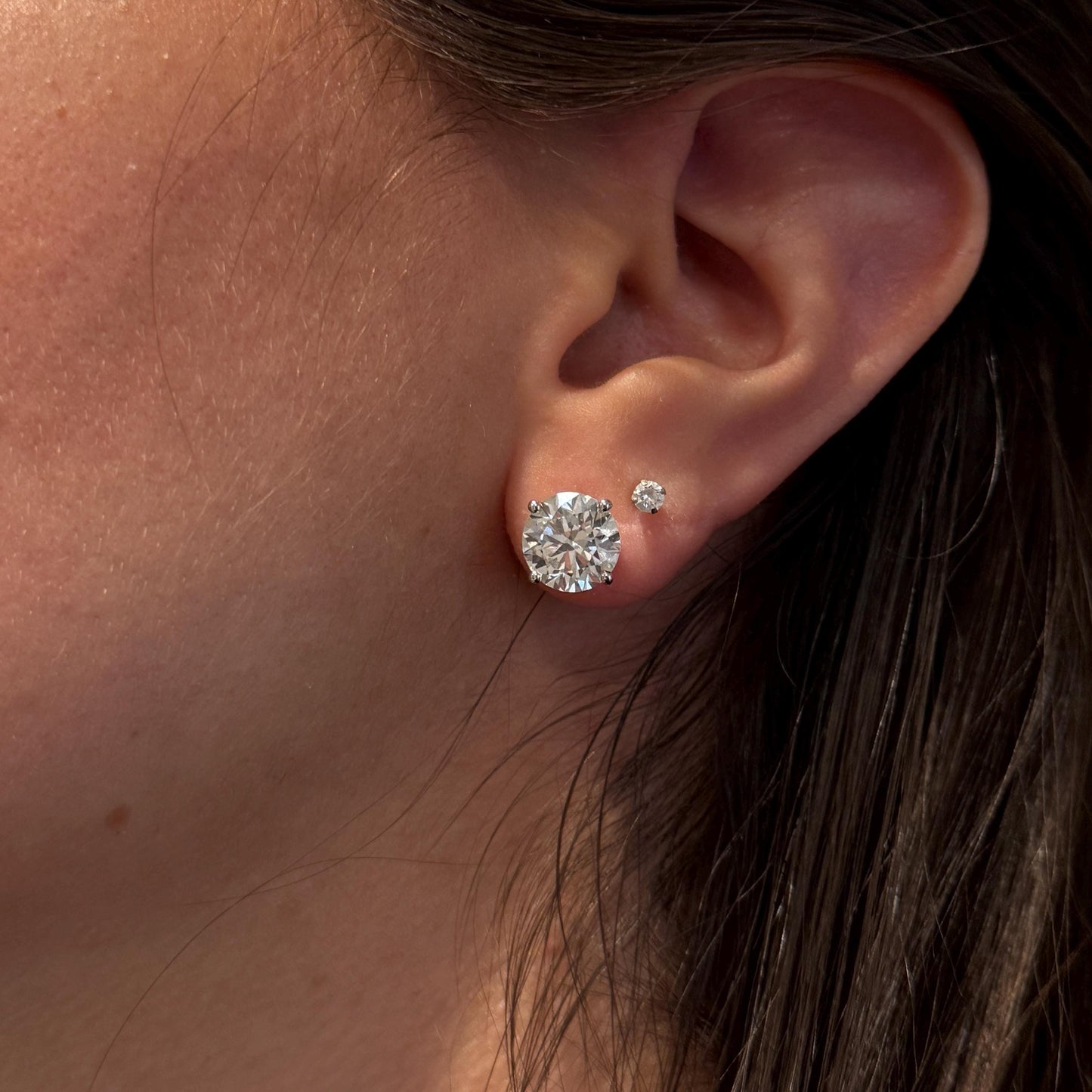 Lab Grown Diamond Earrings | 8 CTW Round Certified | 4 Carat Each Stud | 14K Gold Earring Studs | Gift for Her Wedding/Birthday/Anniversary