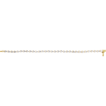 A long necklace with numerous small diamonds arranged in a row.