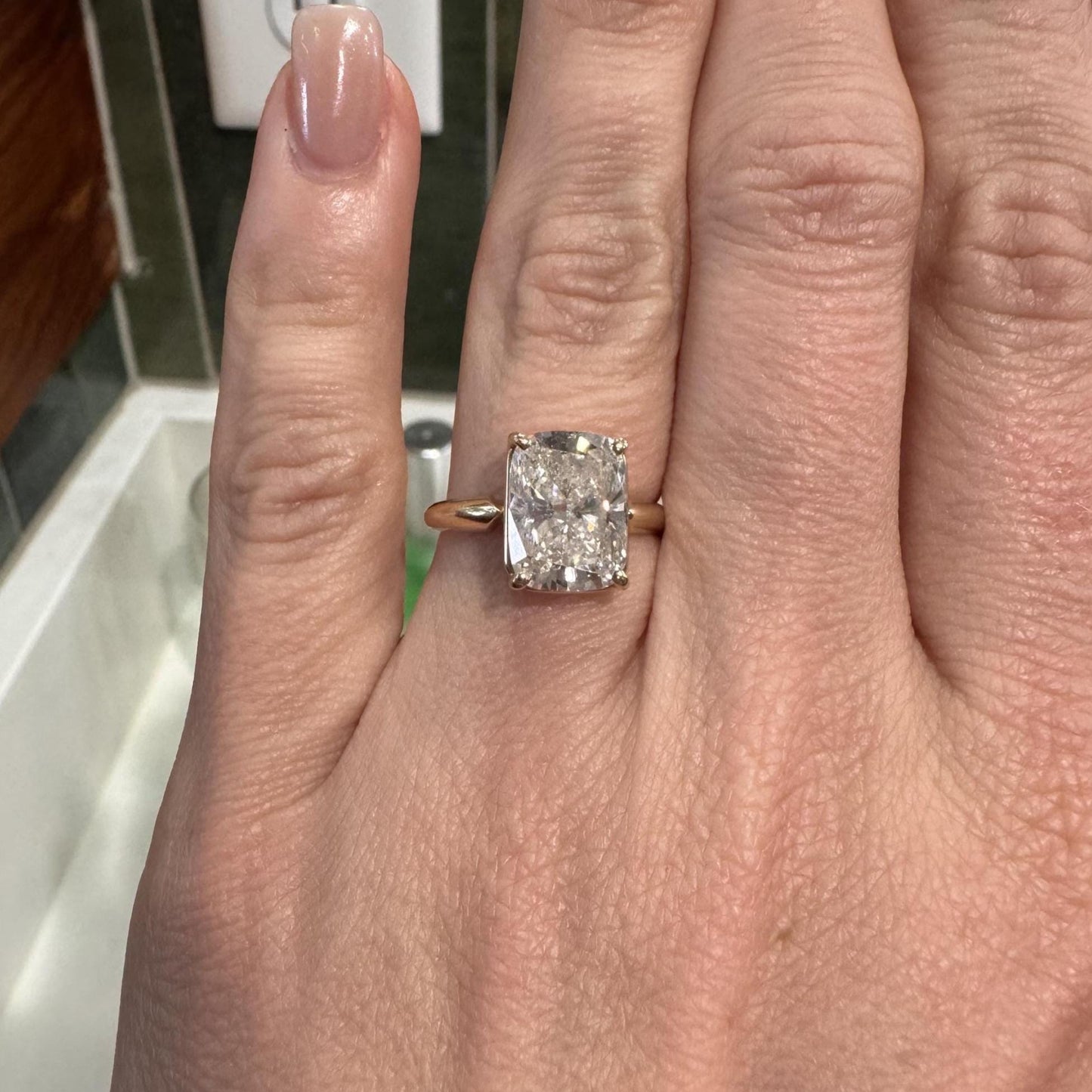 Lab Grown Diamond Engagement Ring | 4 CT Elongated Cushion Certified | 14K Gold Solitaire | Gift for Proposal/Wedding/Birthday/Anniversary