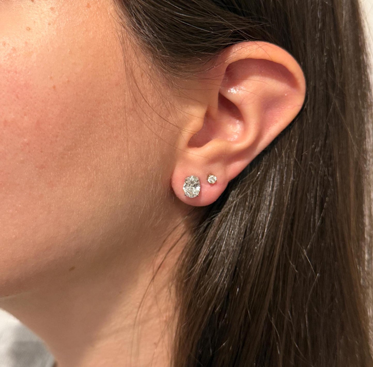 Oval Lab Grown Diamond Earrings | 2 CTW Certified | 1 Carat Each Stud | 14K Gold Earring Studs | Gift for Her Wedding/Birthday/Anniversary
