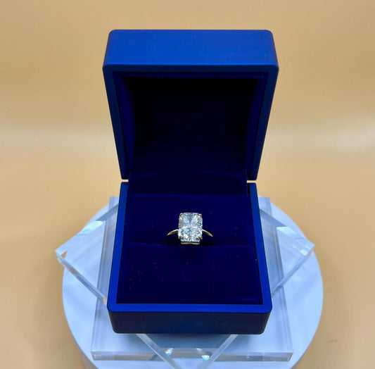 Engagement Ring, 6 CT Cushion Lab Grown Diamond Ring, 14K Gold Elongated Cushion Solitaire Ring, Certified Real Lab Created