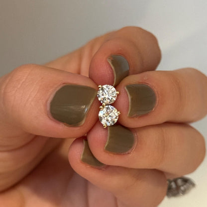 1 CT Round Certified Lab Grown Diamond Stud Earrings (0.5 CT Each)