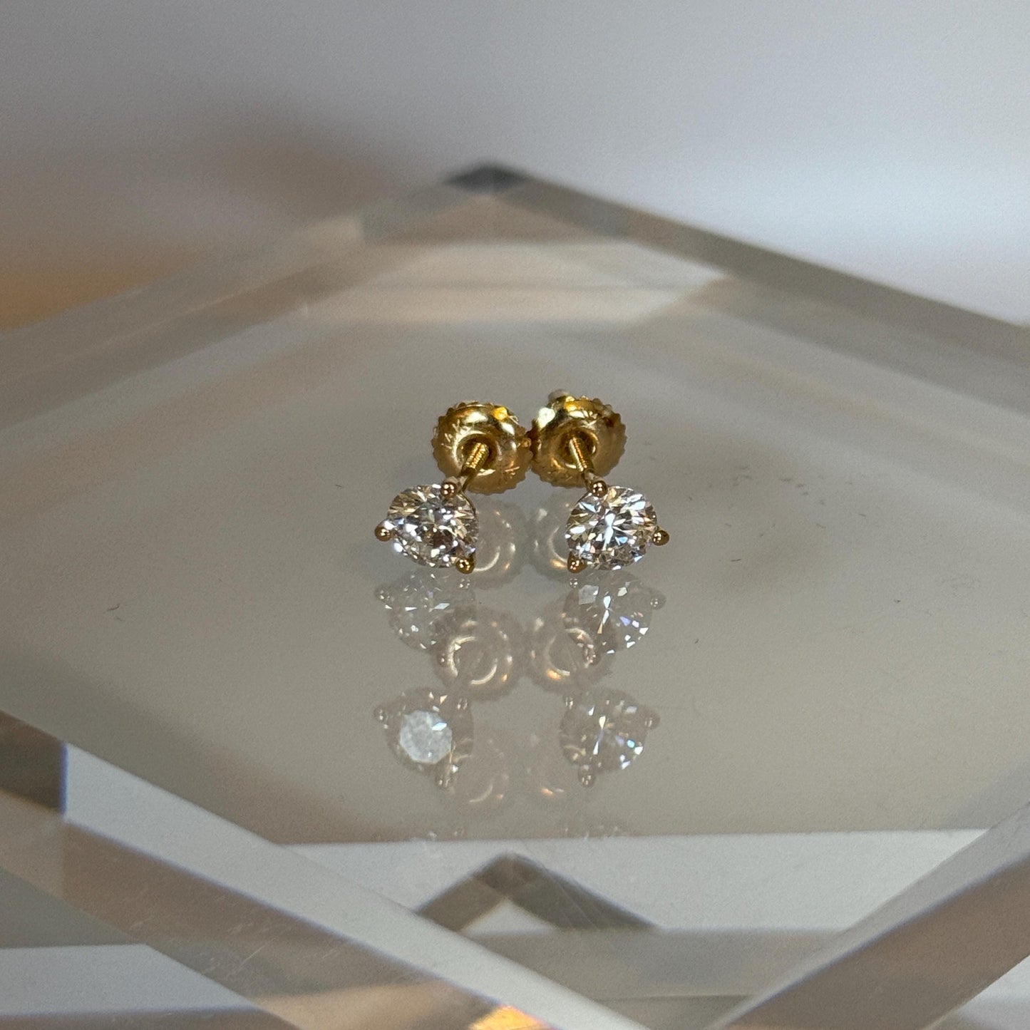 Lab Grown Diamond Earrings | 1 CTW Round Certified | .5 Carat Each Stud | 14K Gold Earring Studs | Gift for Her Wedding/Birthday/Anniversary