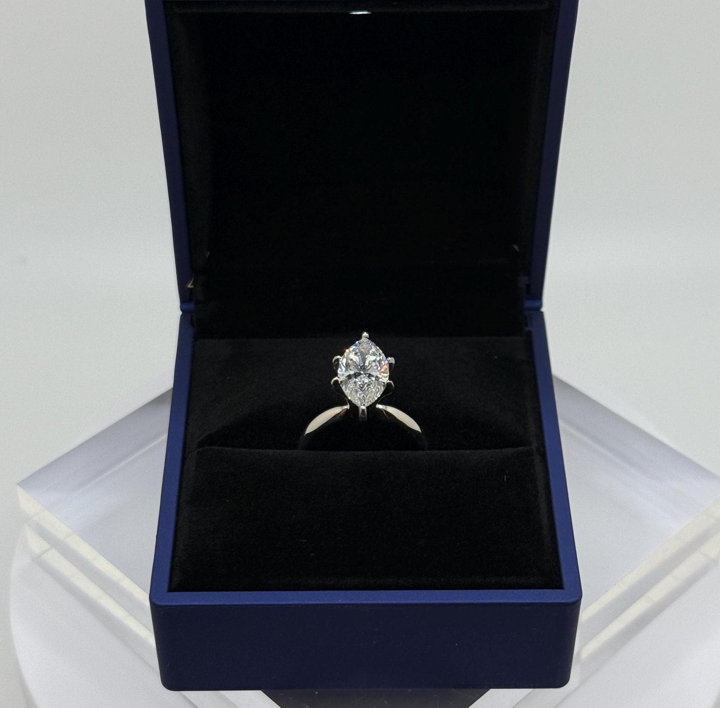 Marquise Engagement Ring, 4 CT Lab Grown Diamond Ring, 14K Gold Solitaire Ring, Certified Real Lab Created