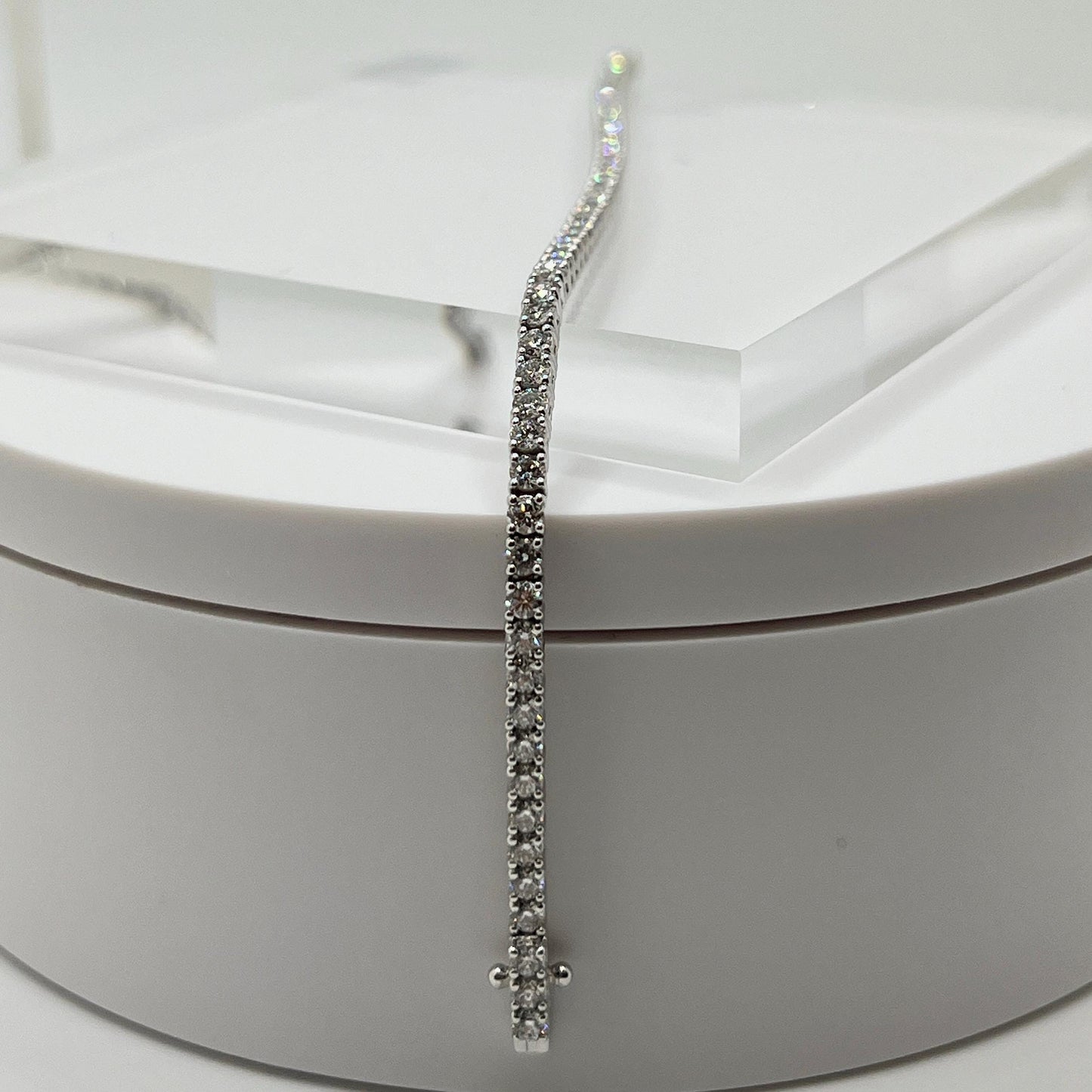 4 Ct Lab Grown Diamond Tennis Bracelet: 14K White Gold Eternity Bracelet - 8"