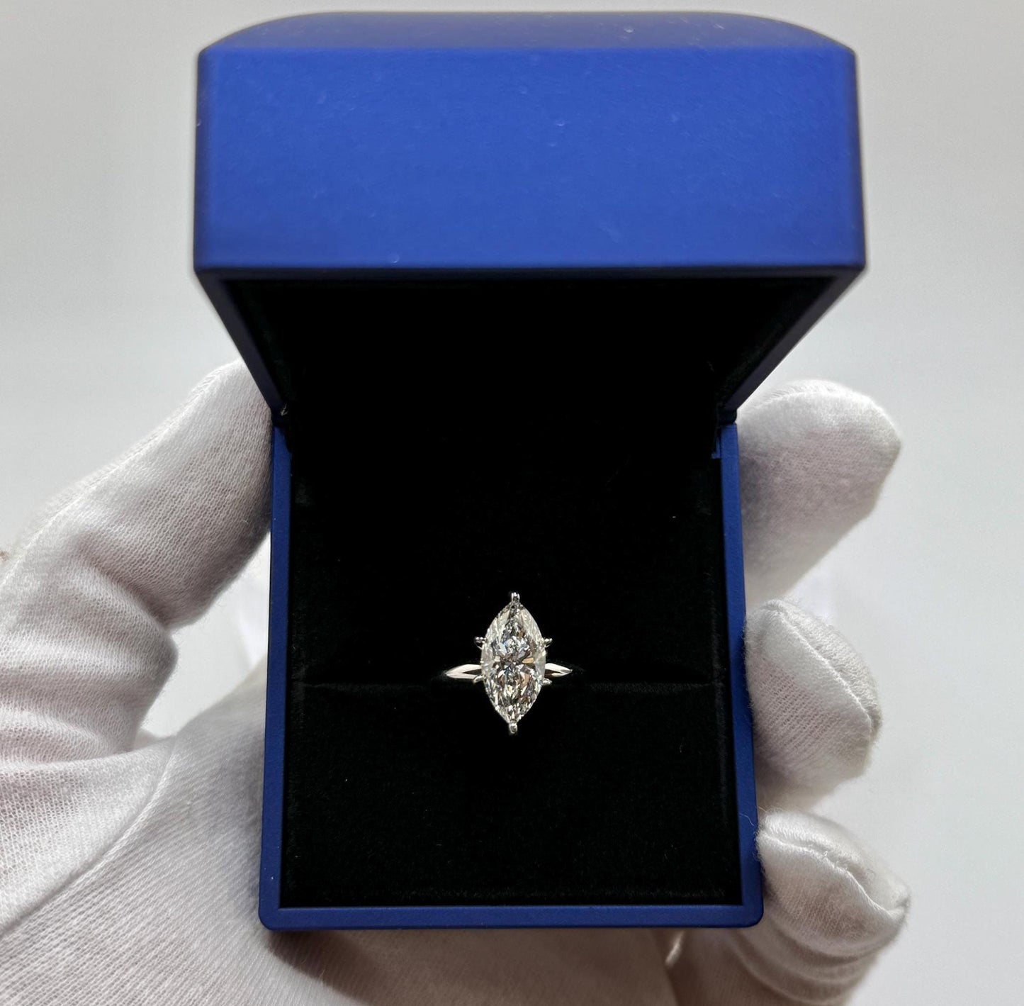 Marquise Engagement Ring, 3 CT Lab Grown Diamond Ring, 14K Gold Solitaire Ring, Certified Real Lab Created