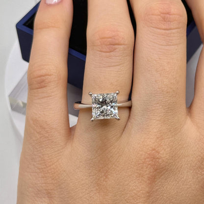3 CT Princess Cut Certified Lab Grown Diamond Engagement Ring