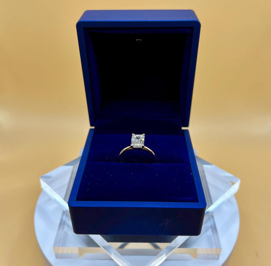 Engagement Ring, 5 CT Emerald Lab Grown Diamond Ring, 14K Gold Emerald Cut Solitaire Ring, Certified Real Lab Created