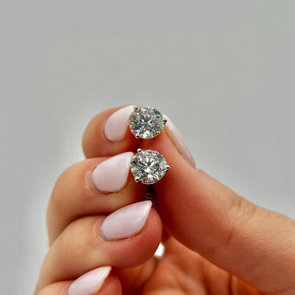 4 CT Round Certified Lab Grown Diamond Stud Earrings (2 CT Each)