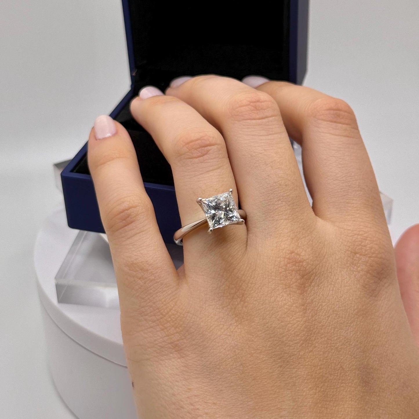 Princess Engagement Ring, 3 CT Princess Cut Lab Grown Diamond Ring, 14K Gold Solitaire Ring, Certified Real Lab Created