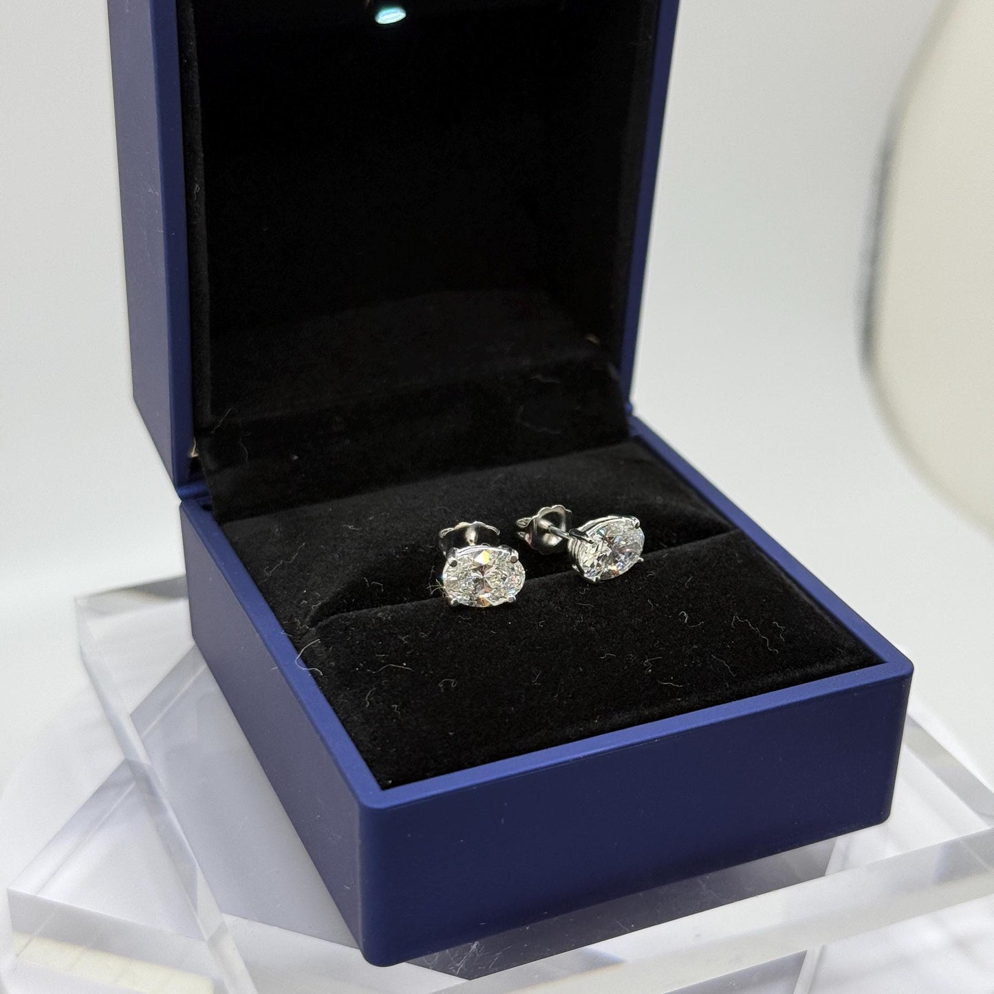Oval Lab Grown Diamond Earrings | 2 CTW Certified | 1 Carat Each Stud | 14K Gold Earring Studs | Gift for Her Wedding/Birthday/Anniversary