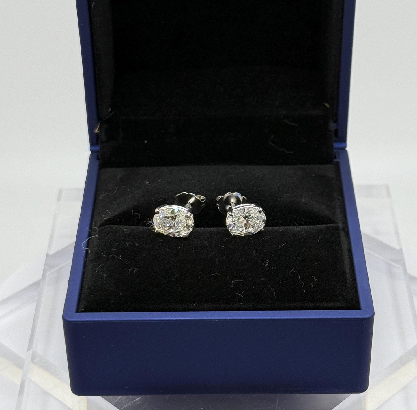 Oval Lab Grown Diamond Earrings | 2 CTW Certified | 1 Carat Each Stud | 14K Gold Earring Studs | Gift for Her Wedding/Birthday/Anniversary