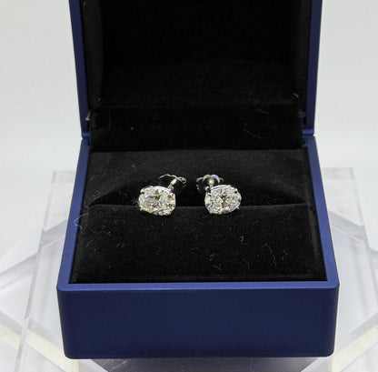 Oval 2 CT Certified Lab Grown Diamond Stud Earrings (1 CT Each)