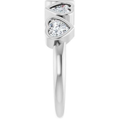 14K Gold Five Heart Certified Lab Grown Diamond Ring - 1 CT