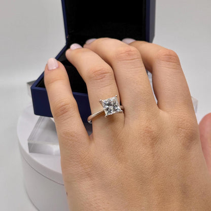 3 CT Princess Cut Certified Lab Grown Diamond Engagement Ring