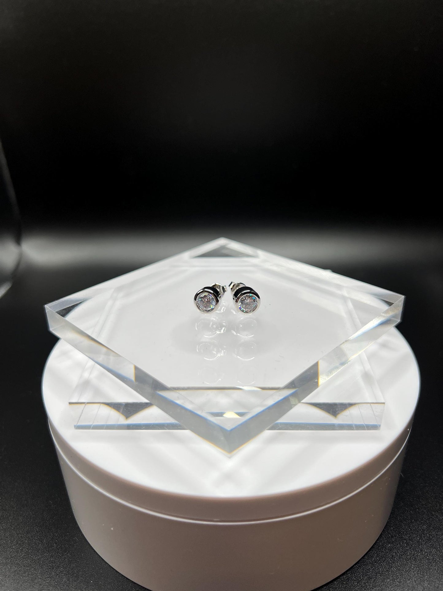 Bezel Lab Grown Diamond Earrings | 4 CTW Round Certified | 2 CT Each Stud | 14K Gold Earring Studs | Gift for Wedding/Birthday/Anniversary