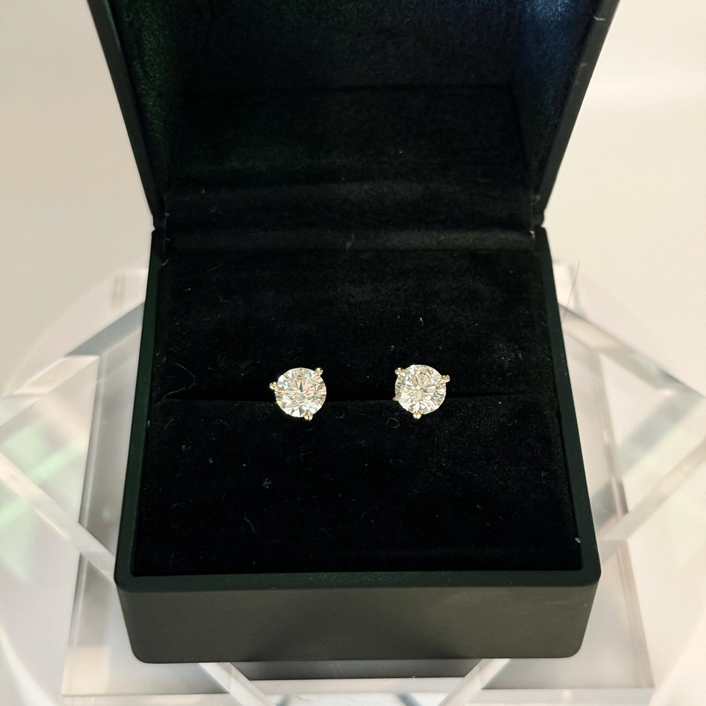 Lab Grown Diamond Earrings | 2.5 CTW Round Certified | 1.25 Carat Each Stud | 14K Gold Earring Studs | Gift for Wedding/Birthday/Anniversary
