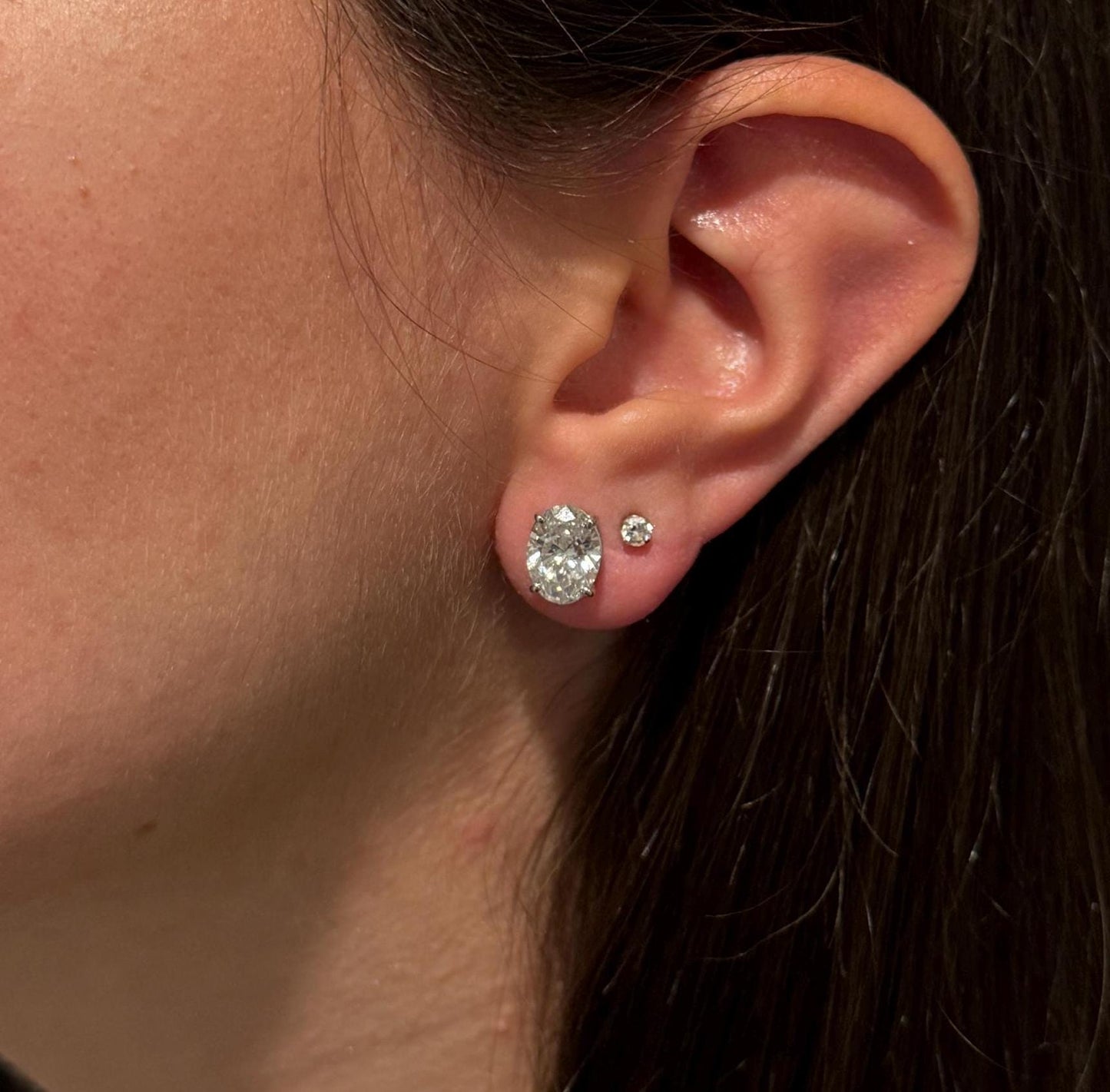 Oval Lab Grown Diamond Earrings | 4 CTW Certified | 2 Carat Each Stud | 14K Gold Earring Studs | Gift for Her Wedding/Birthday/Anniversary
