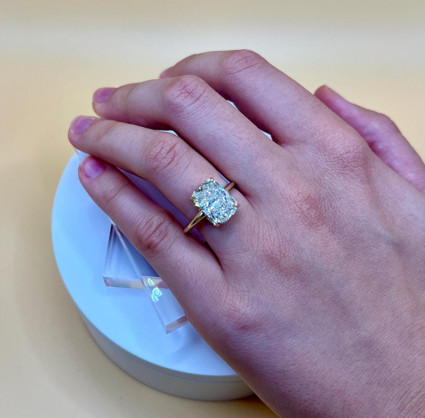 Engagement Ring, 6 CT Cushion Lab Grown Diamond Ring, 14K Gold Elongated Cushion Solitaire Ring, Certified Real Lab Created