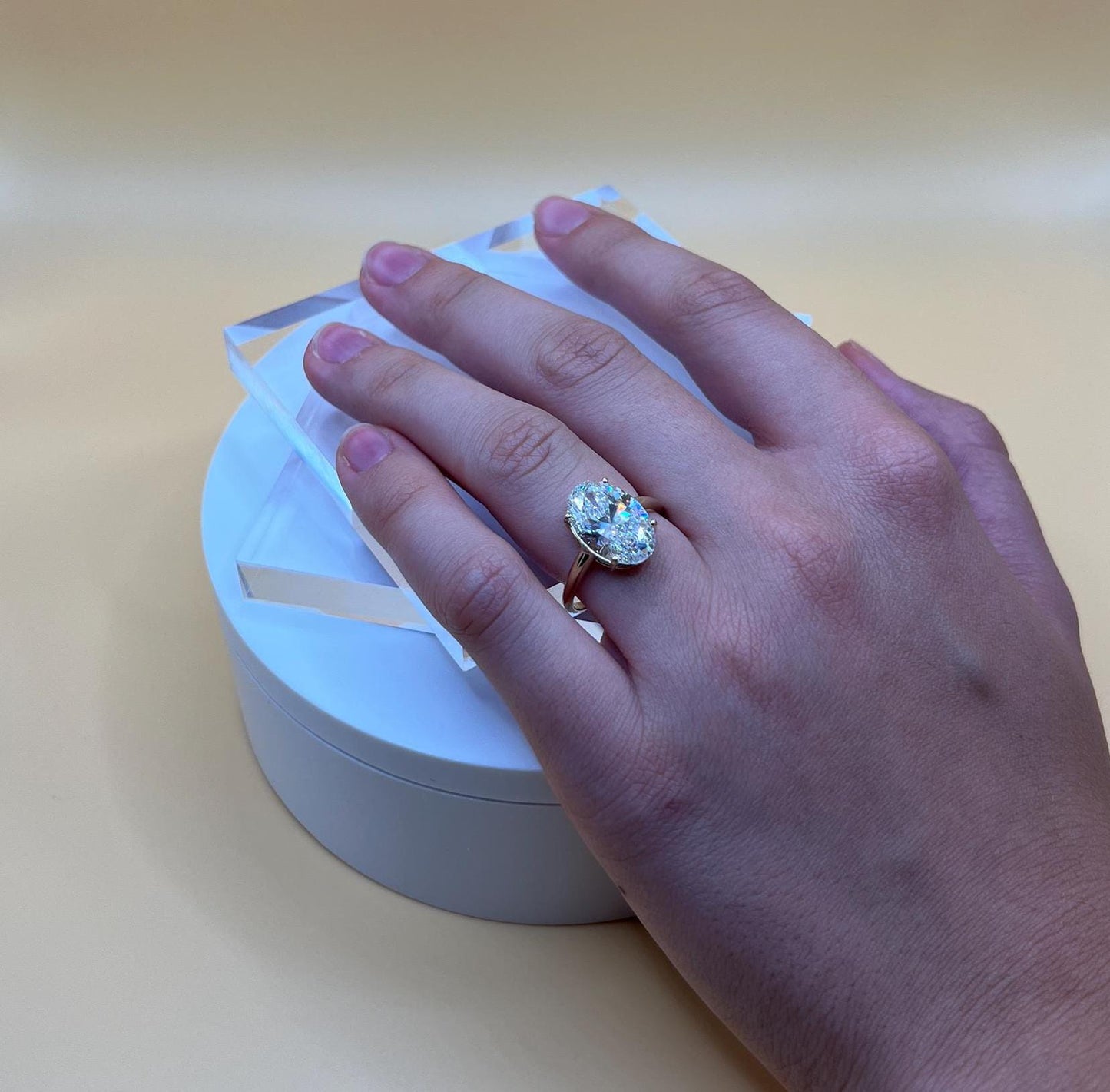 Engagement Ring, 6 CT Oval Lab Grown Diamond Ring, 14K Gold Solitaire Ring, Certified Real Lab Created
