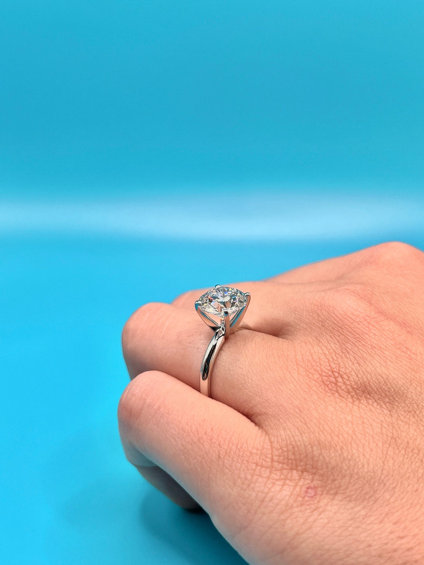 Engagement Ring, 7 CT Round Lab Grown Diamond Ring, 14K Gold Solitaire Ring, Certified Real Lab Created