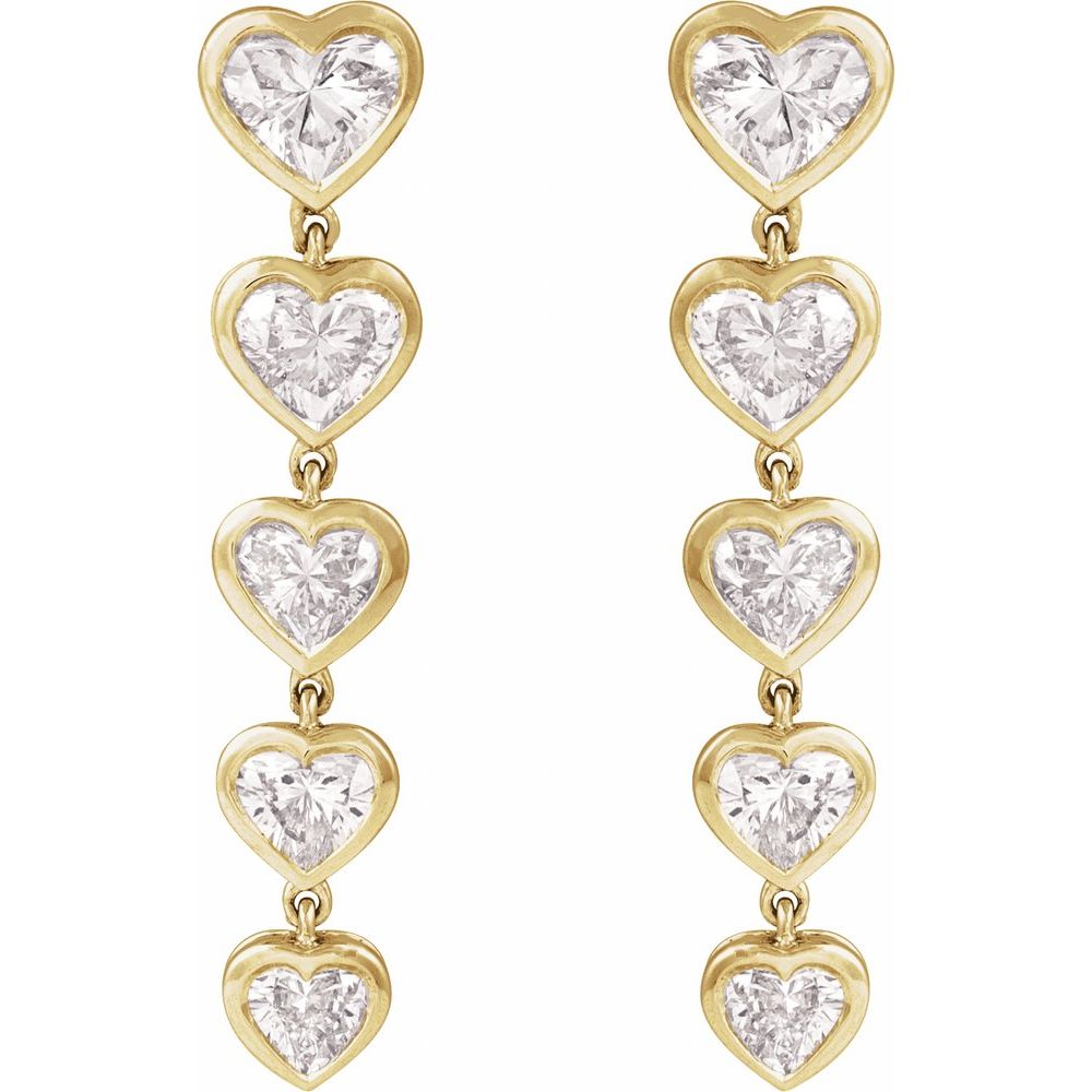 14K Solid Gold Dangling Certified Lab Grown Heart Diamond Earrings