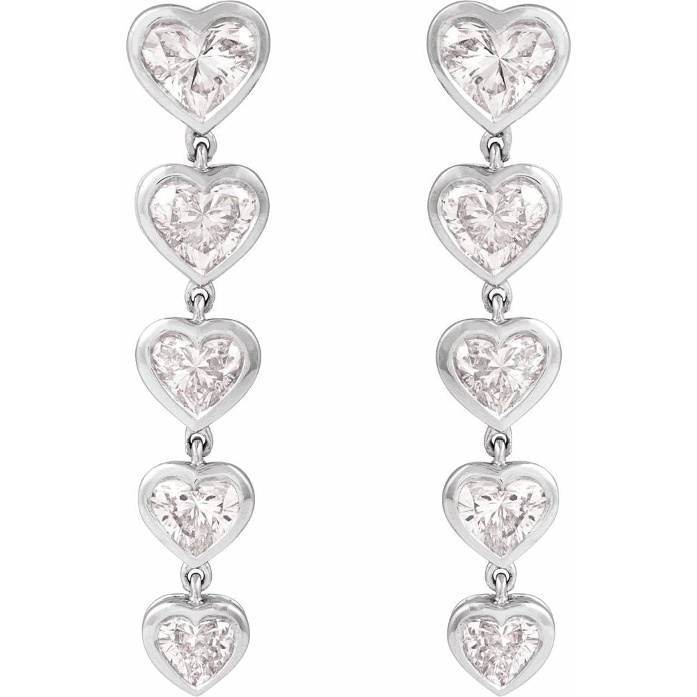 14K Solid Gold Dangling Certified Lab Grown Heart Diamond Earrings