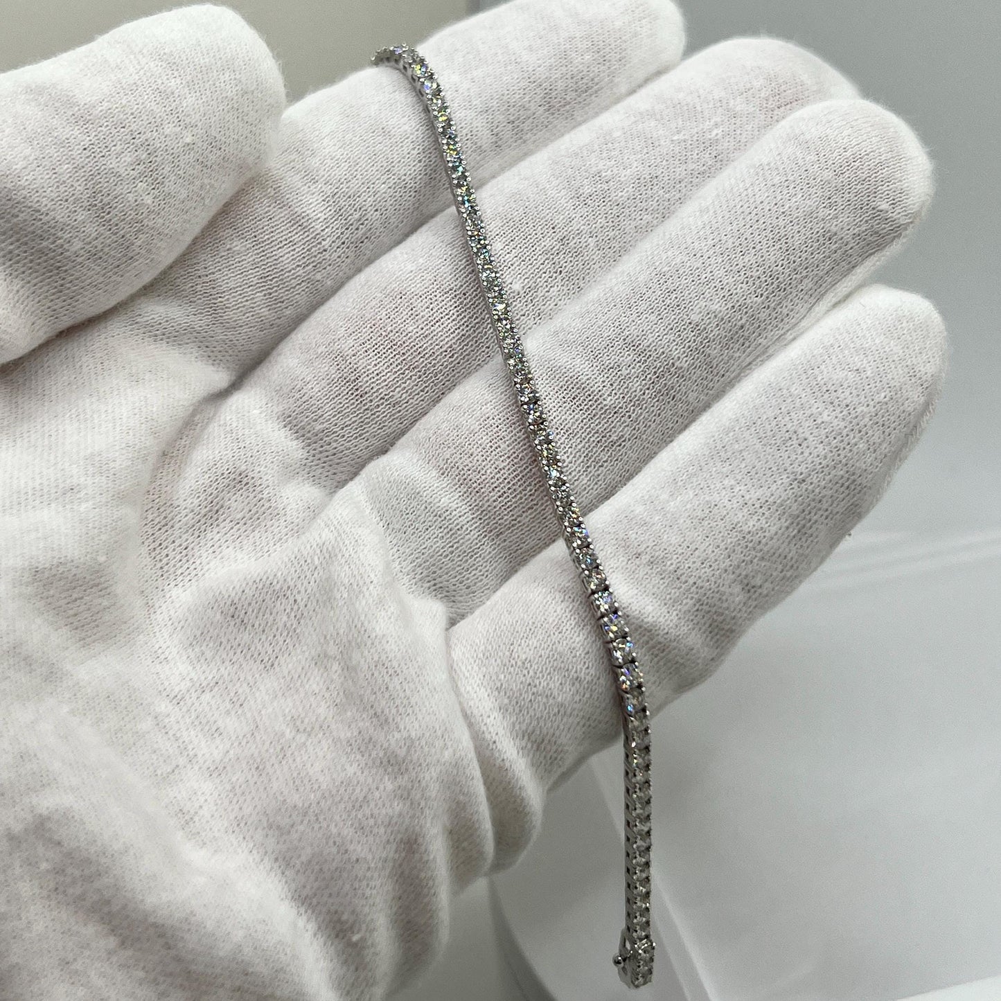 4 Ct Lab Grown Diamond Tennis Bracelet: 14K White Gold Eternity Bracelet - 8"