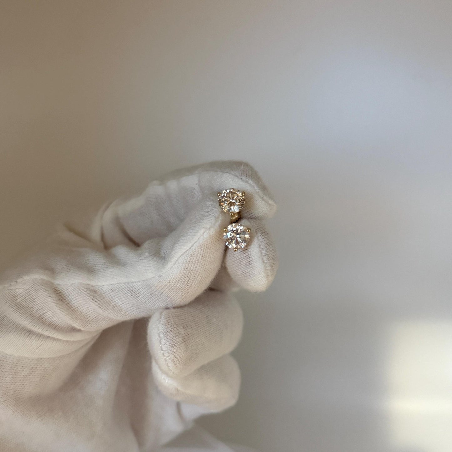 Lab Grown Diamond Earrings | 3 CTW Round Certified | 1.5 CT Each Stud | 14K Gold Earring Studs | Gift for Her Wedding/Birthday/Anniversary