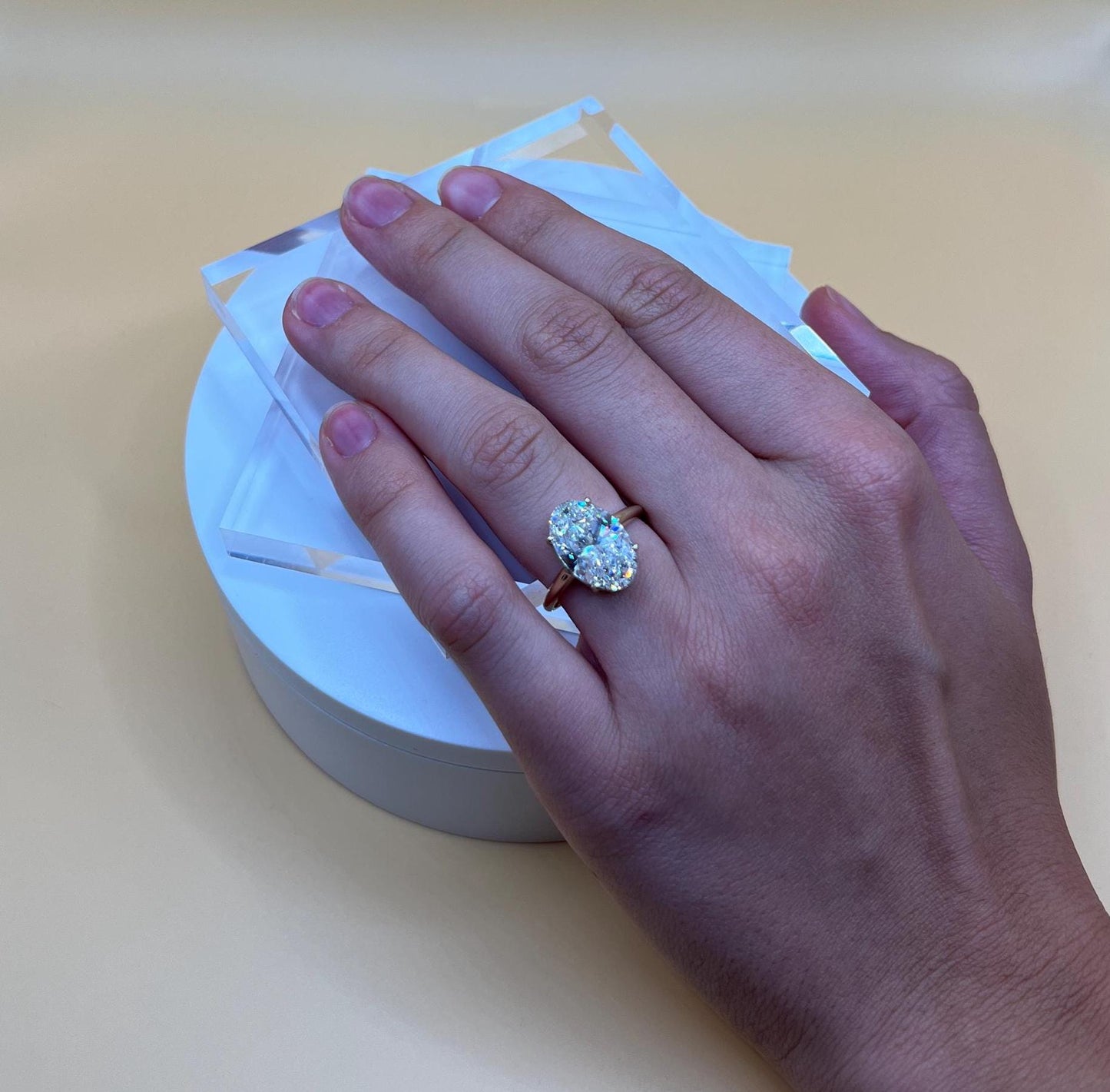 Engagement Ring, 6 CT Oval Lab Grown Diamond Ring, 14K Gold Solitaire Ring, Certified Real Lab Created