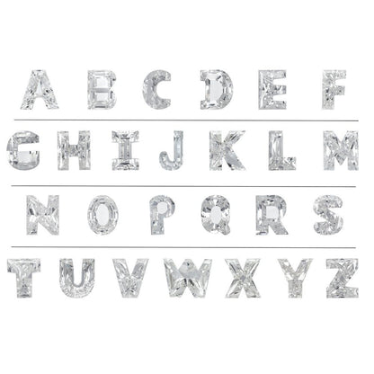 a collection of letters, numbers, and symbols made of diamonds, arranged in a grid-like pattern.