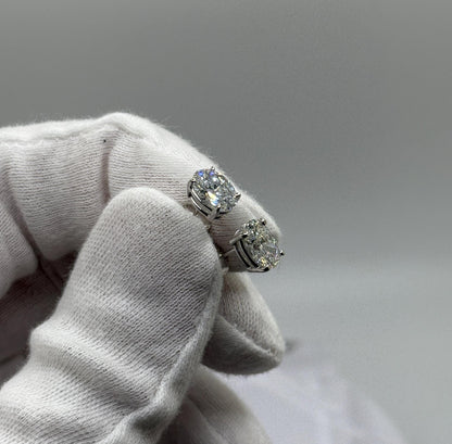 Oval 2 CT Certified Lab Grown Diamond Stud Earrings (1 CT Each)